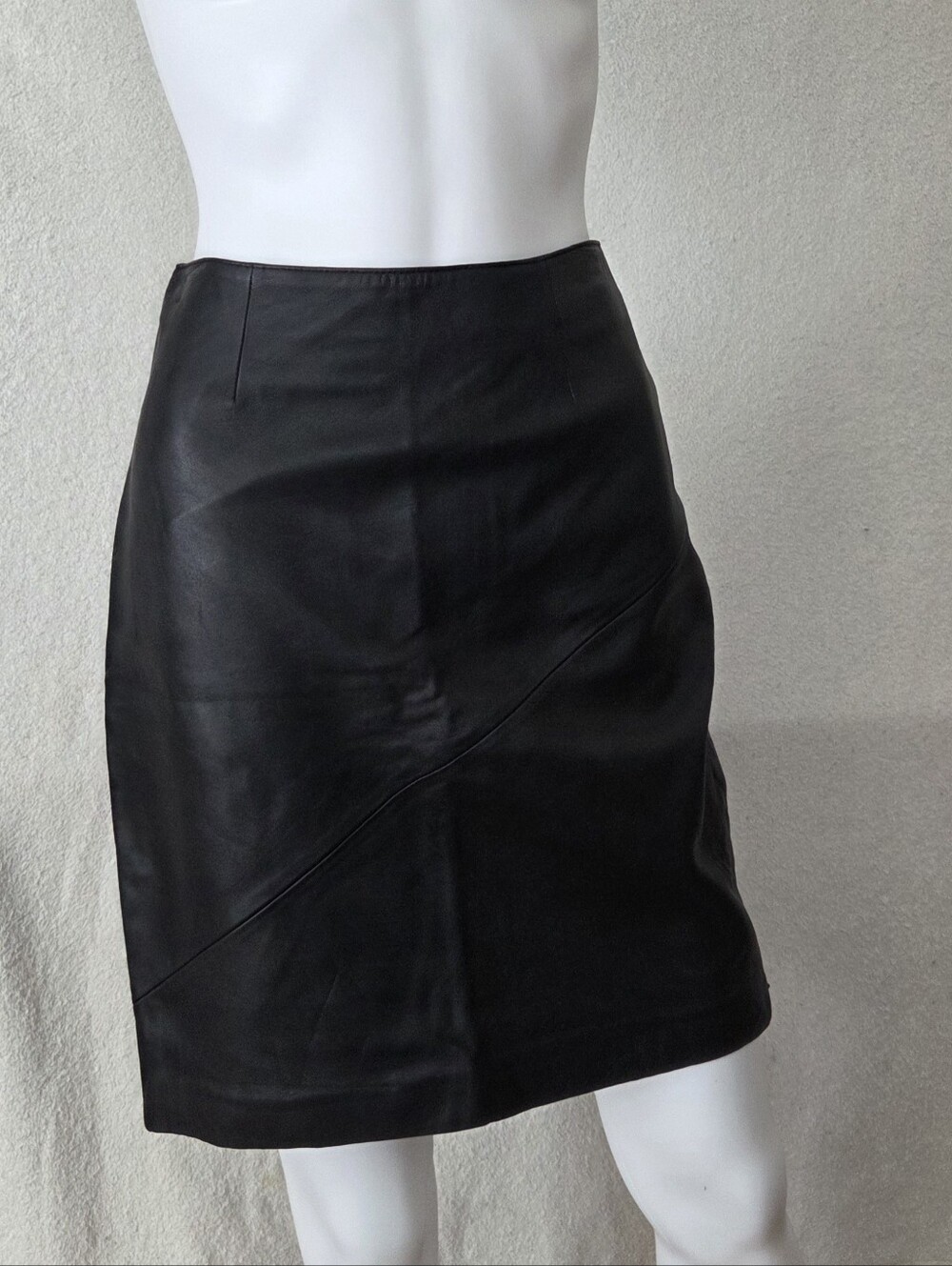 Pelle Studio Wilson's Black Diagonal-Seam Midi Leather Skirt